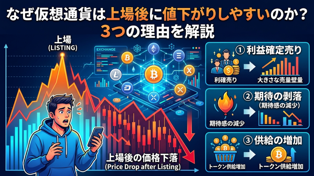 なぜ仮想通貨は上場後に値下がりしやすいのか？3つの理由を解説