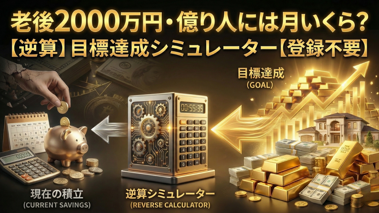 【逆算】老後2000万円・億り人には月いくら？目標達成シミュレーター【登録不要】