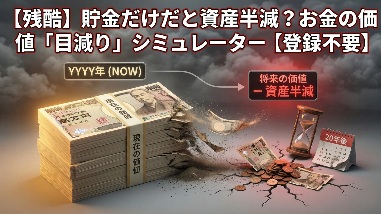 【残酷】貯金だけだと資産半減？お金の価値「目減り」シミュレーター【登録不要】