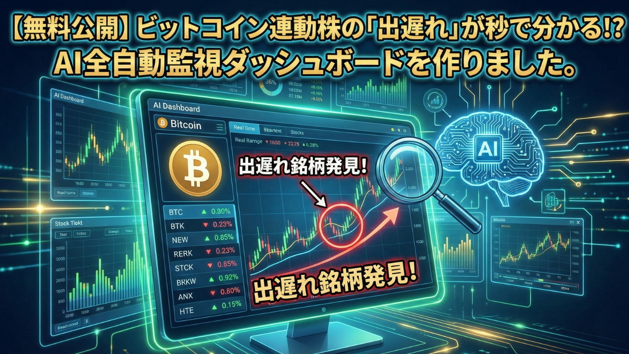 【無料公開】ビットコイン連動株の「出遅れ」が秒で分かる!?AI全自動監視ダッシュボードを作りました