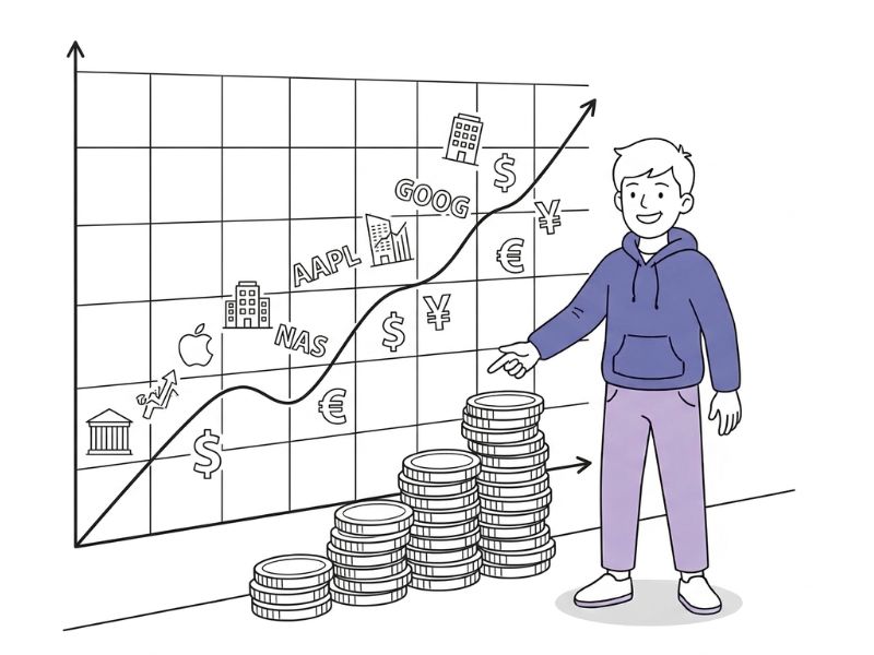 仮想通貨投資の始め方STEP2：少額からの積立投資でリスクを分散するイメージイラスト