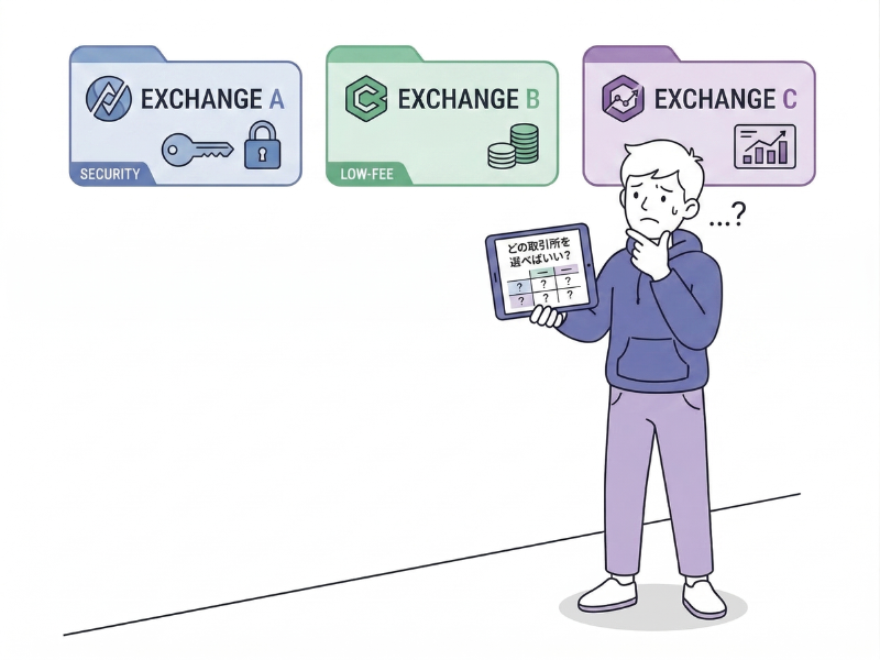仮想通貨の取引所選びに悩む初心者