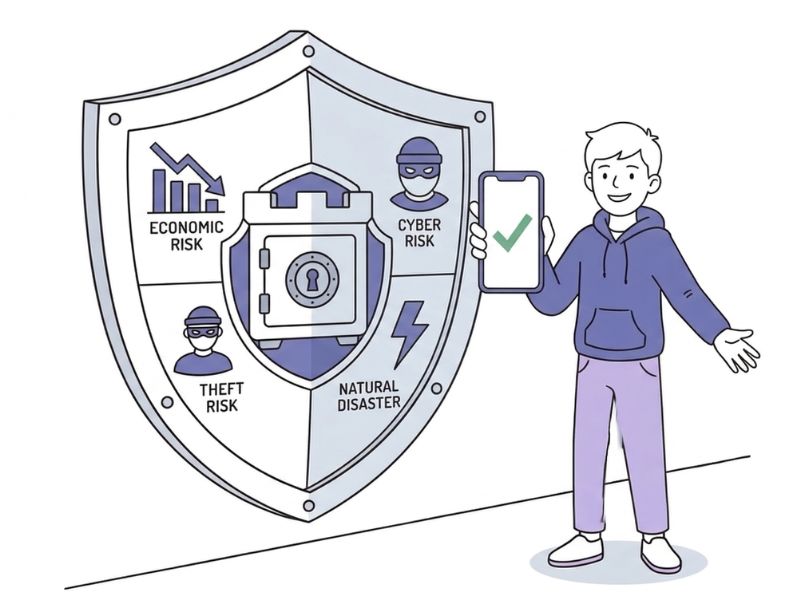 仮想通貨投資の始め方STEP3：暴落リスクの管理と税金計算ツールのイメージイラスト