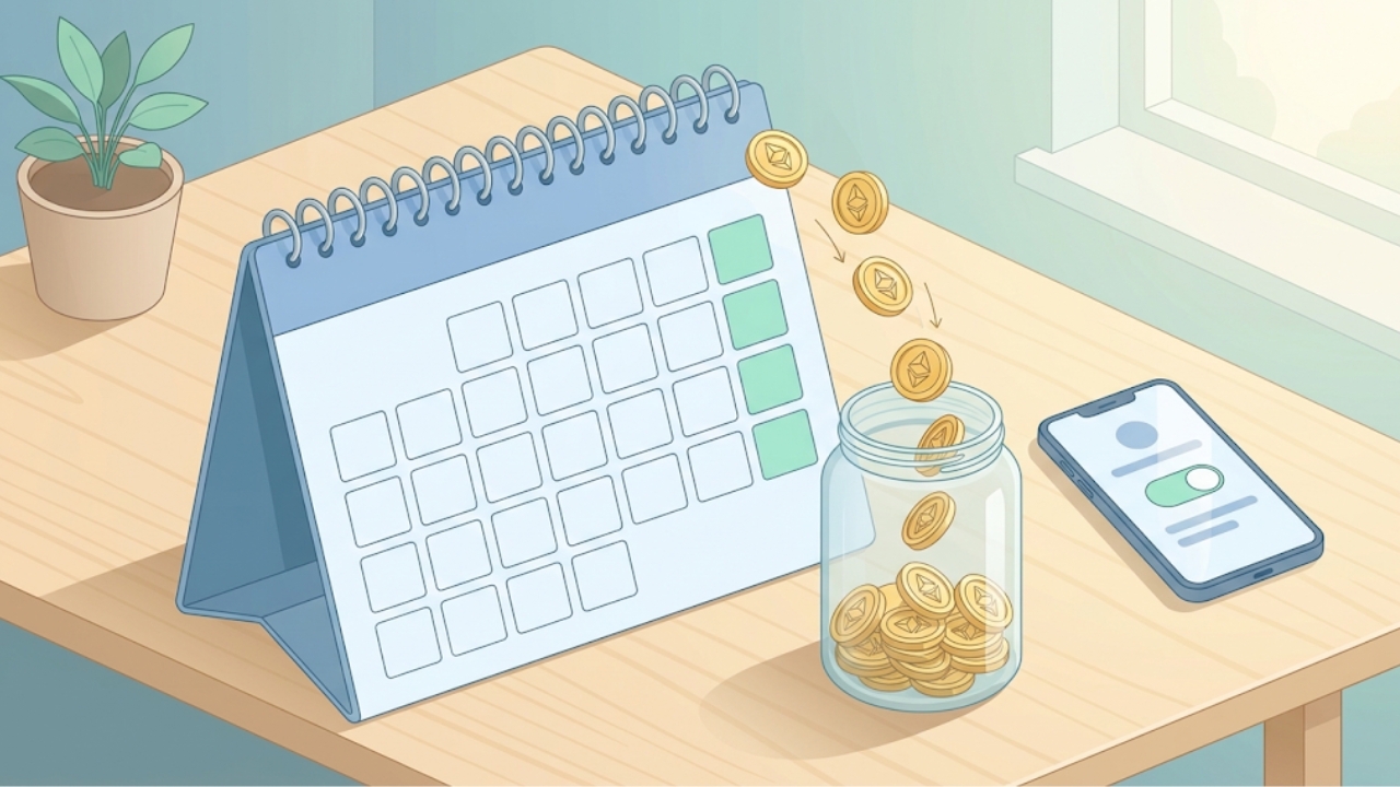 毎月少しずつビットコインを積み立てるイメージ
