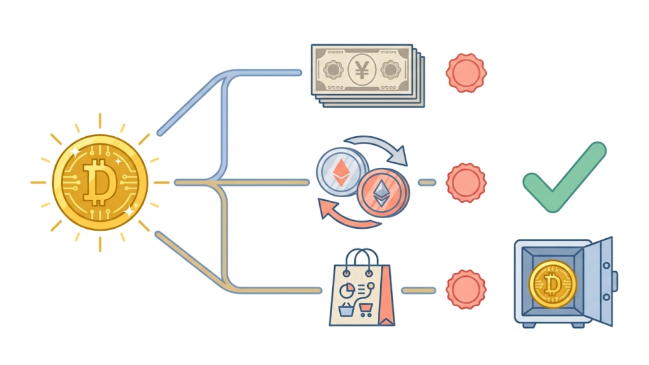 仮想通貨に税金がかかるタイミングの図解
